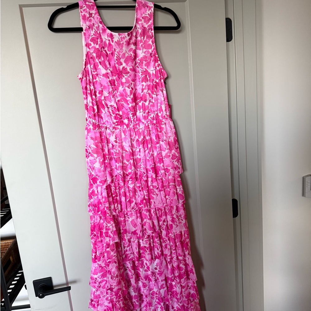 Vince Camuto Vibrant Pink Floral Maxi Dress